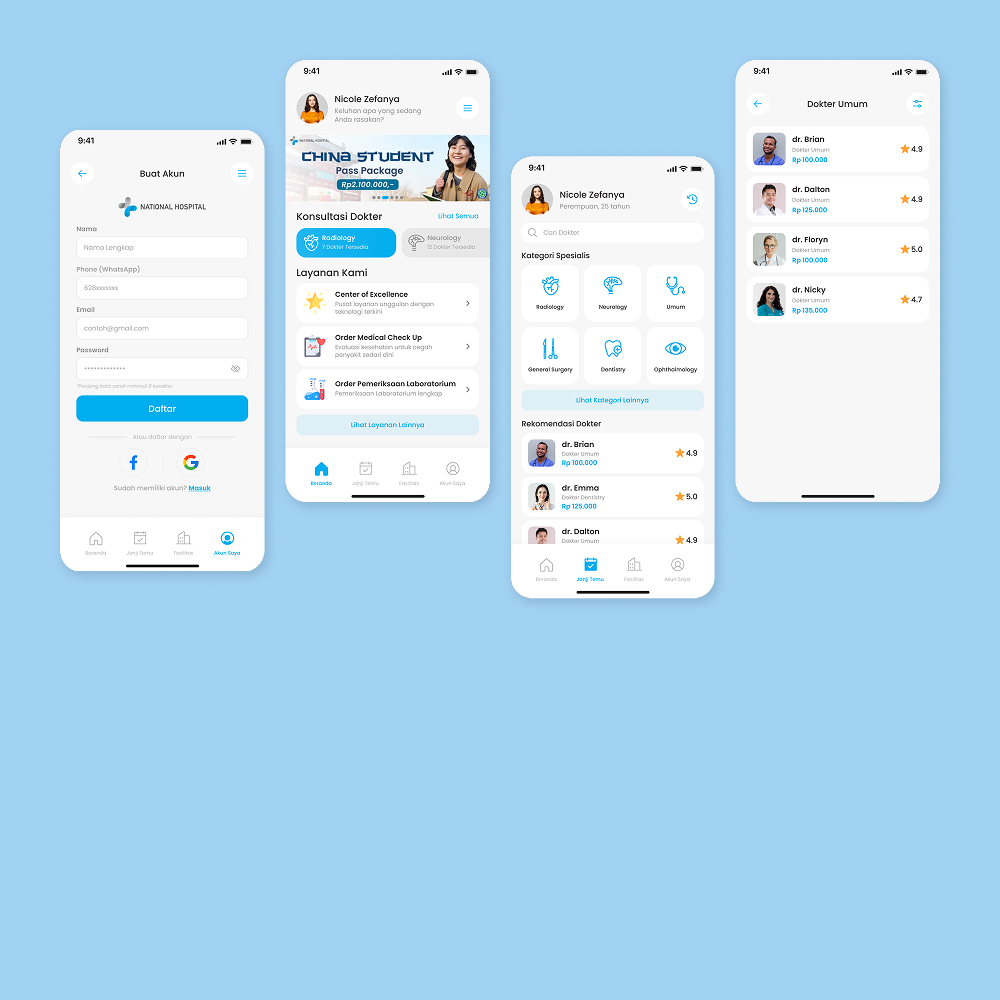 Jaringkarya proyek re-desain ui/ux mobile national hospital